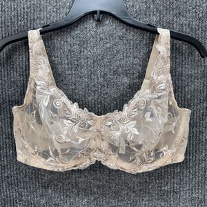 Soma 38DD Bra Sensuous Lace Sheer Underwire Unlined Embroidered Nude Cream